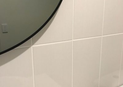 Tiled wall in the bathroom